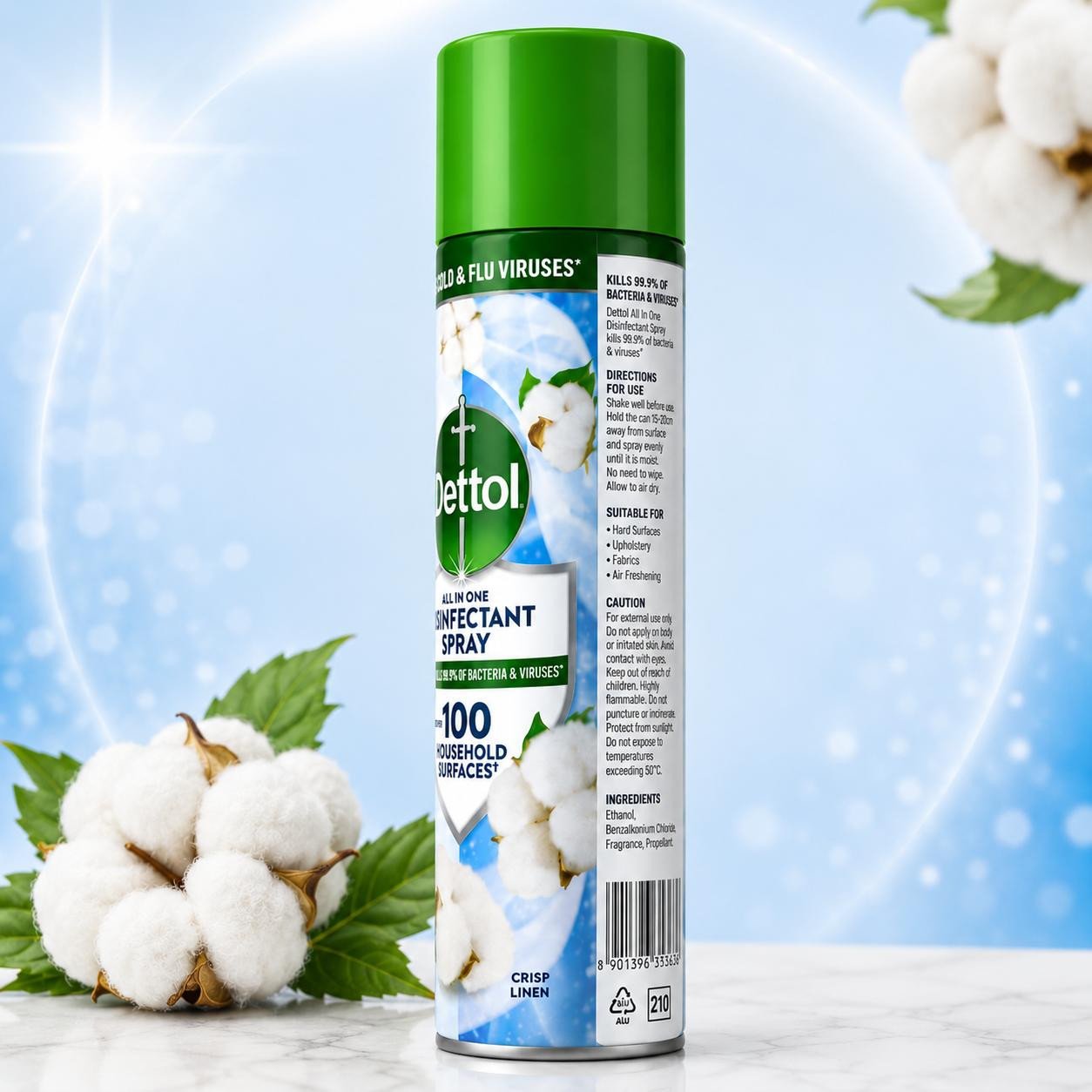 Dettol All-in-One Disinfectant Spray Crisp Linen 400ml | Kills 99.9% of Bacteria & Viruses