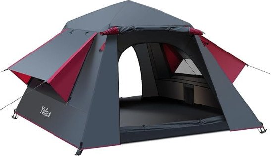 Camping Tent, 3 Man Pop Up Tent Extra Large Waterproof Automatic Dome Tent with 2 Rainproof Windows